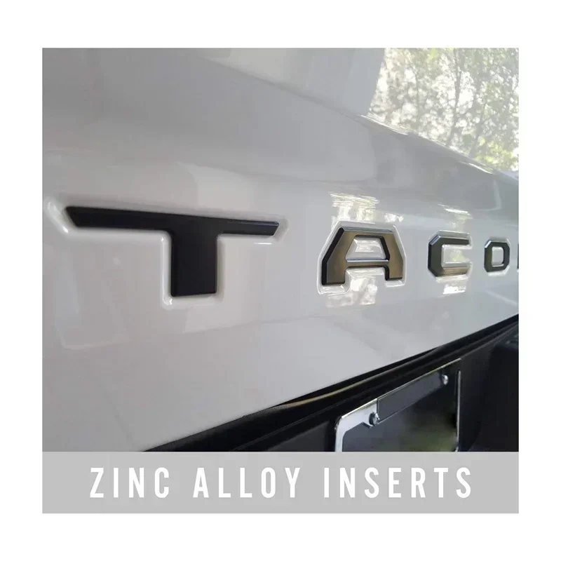 3D Raised Tailgate Insert Letters Emblem for Toyota Tacoma -2019 Emblem Inserts (Matte Black) - view 5