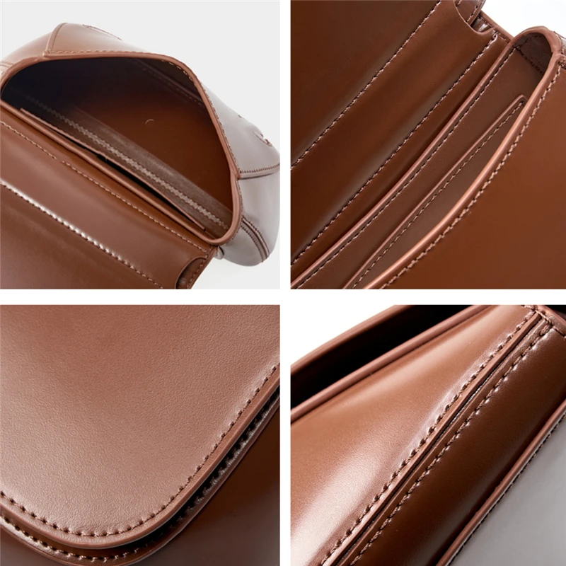 HIFASHION Classic Genuine Leather Saddle Bags Women Luxury Handbags Ladies Shoulder Crossbody Bags Designer Purse For Work Party