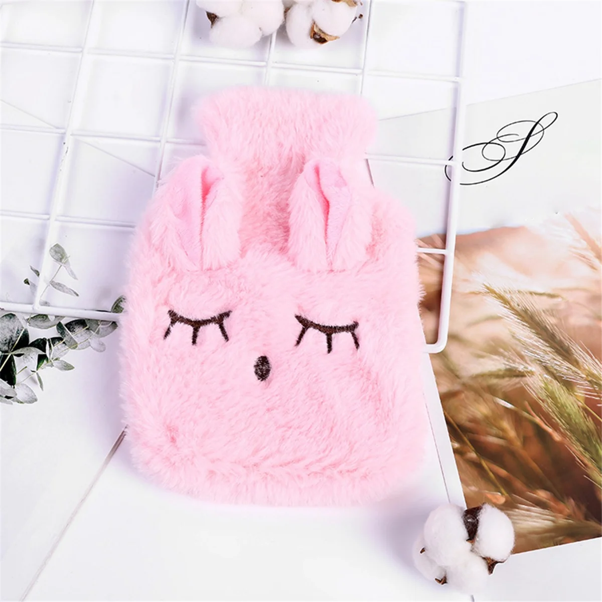 Winter Hot Water Bottle PVCPlush Shoulder Hand Warmer Heat Pack Reusable Heating Bag Household Thermal Sack AccessoriesA