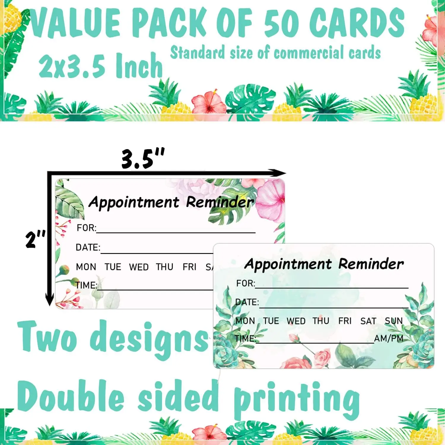 2*3.5inch Appointment Reminder Cards Client Appointment Business Cards for Hair Beauty Salon Dental Office 50pcs