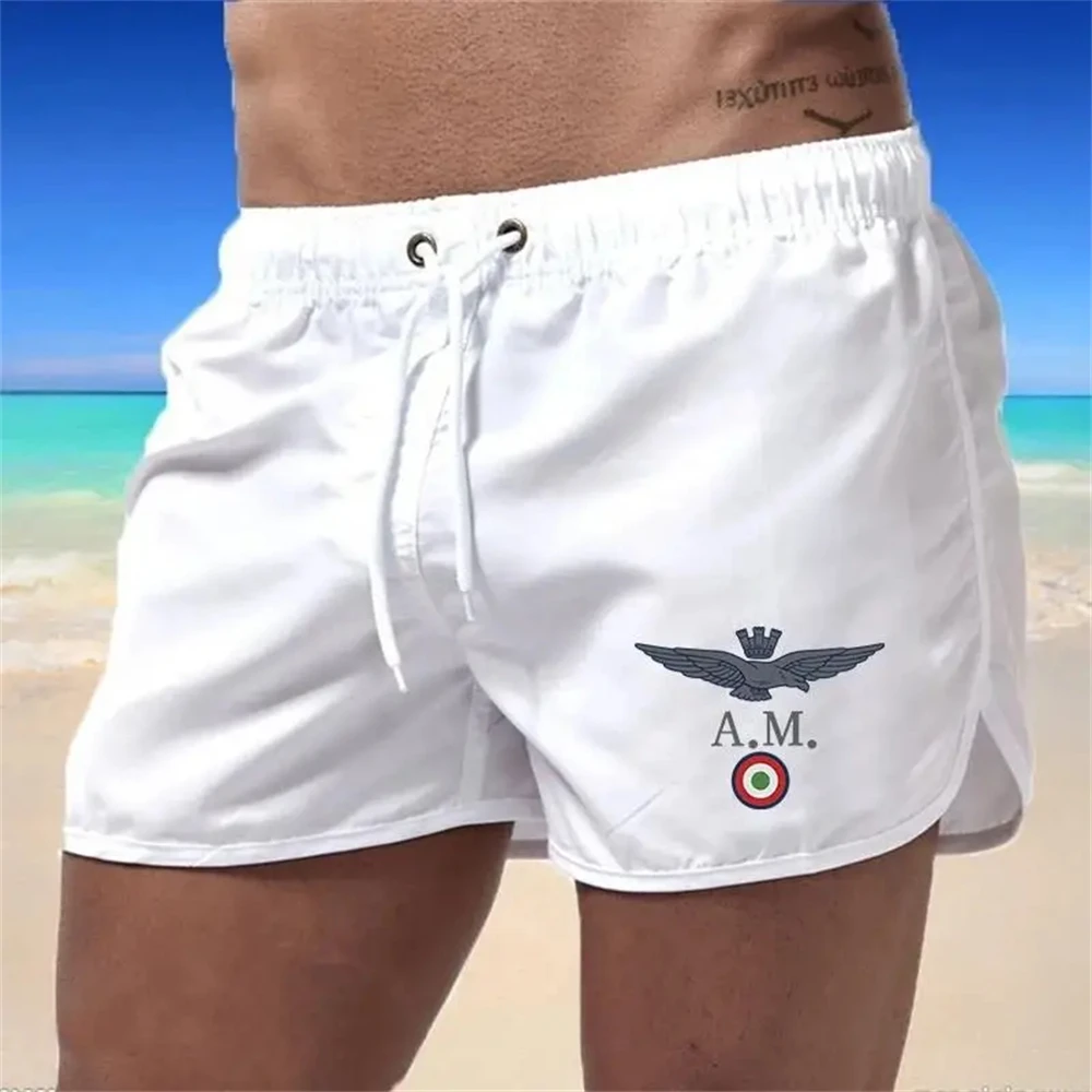 Men's shorts 2024 new fashionable multi-color printed swimming quick drying beach breathable drawstring pocket shorts