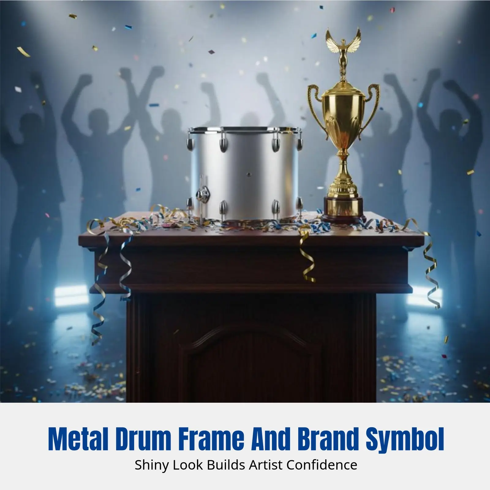 

Marching Drum, Cheering Drum for World Championship, Sports Events, Fan Support, Multi-Color, Includes Strap & Drumsticks