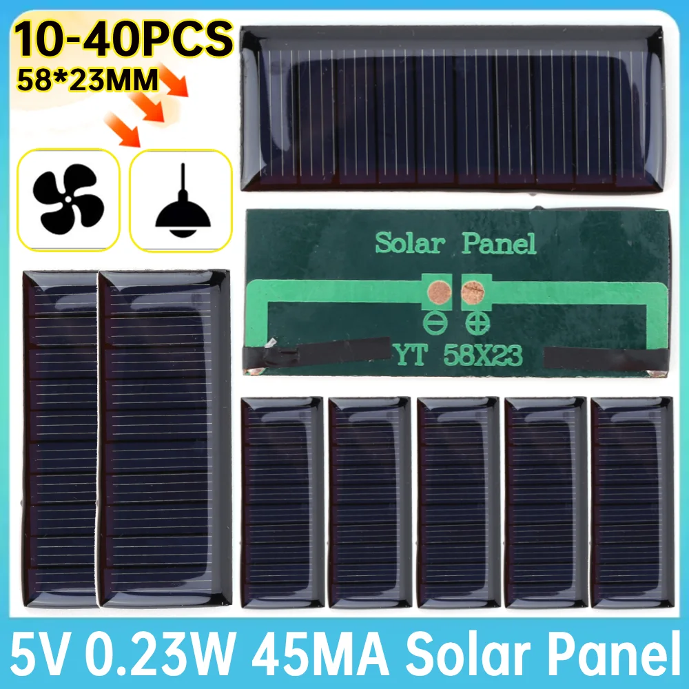 10/20/30/40 قطعة النظام الشمسي الصغير لوحة البولي سيليكون 5 فولت 0.23 واط 45MA لوحة شحن الطاقة الشمسية لوحة الخلايا الشمسية الصغيرة ل 3.7 فولت ضوء الشمس