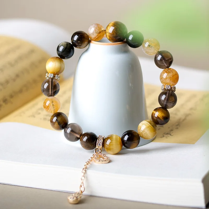 Original stone yellow tower crysta obsidian tiger eye and gold bracelet – a collection of fine jew