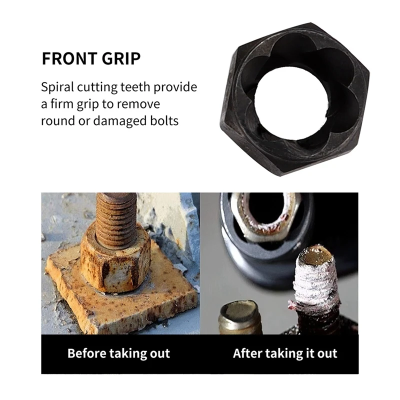 깨진 너트 추출기 세트, 알루미늄 상자, 깨진 와이어 볼트 추출기 헤드, 육각 나사 도구, 짧은 단락 재사용 가능, 10 개