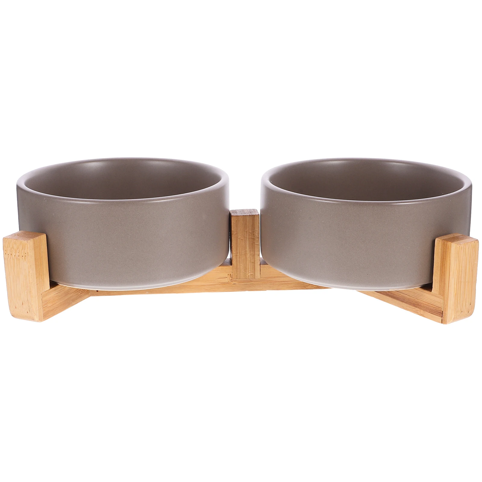 

Nonslip Ceramic Pet Bowl with Wooden Stand Dual Use for Food Water Stable Elegant Design for Home Decor Dog Bowl