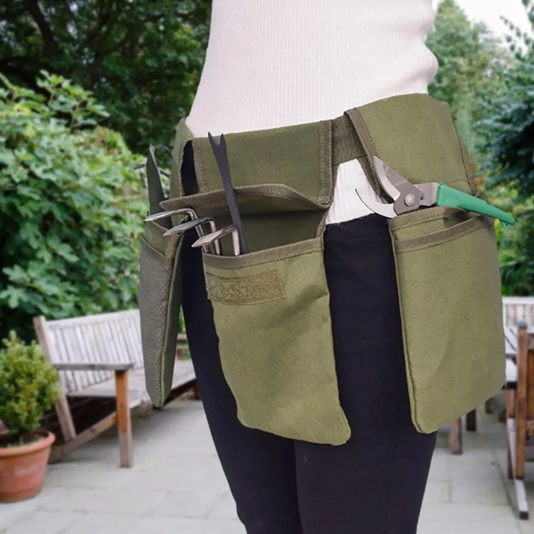 Garden Tool Belt Canvas Waist Tool Apron with Pockets Gardening Kit Tote Bag Home Organizer Kit Holder Lawn