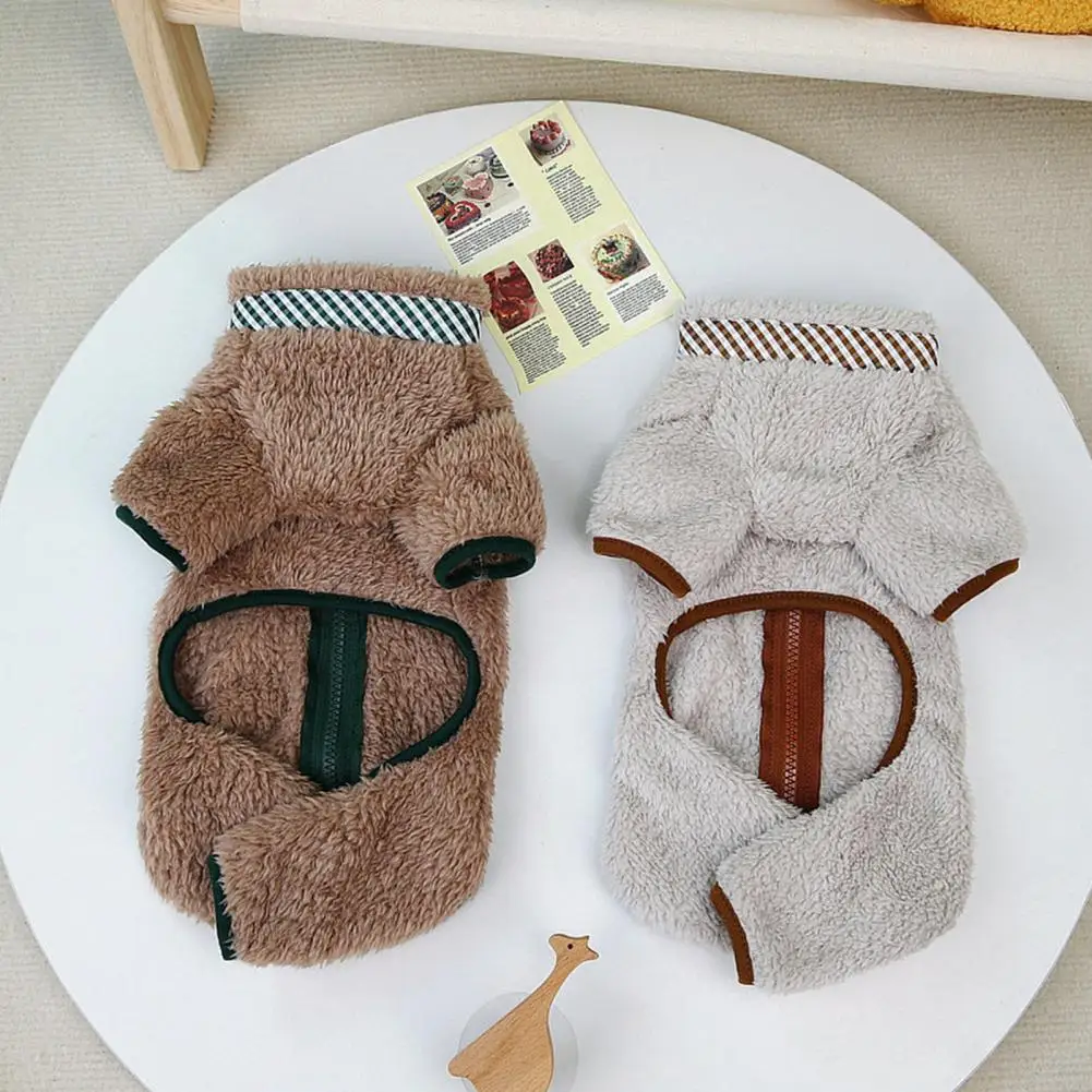 

Zipper Design Pet Clothes Plaid Pet Clothes Cozy Pet Winter Jumpsuit Easy-to-wear Dog/cat Apparel with Zipper Design for Weather