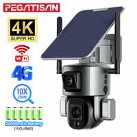 PEGATISAN 8MP 4G Wireless Solar Camera 4K WiFi Dual Lens 10X Solar Panel Human Detection PTZ Security Cam Waterproof ip Cameras