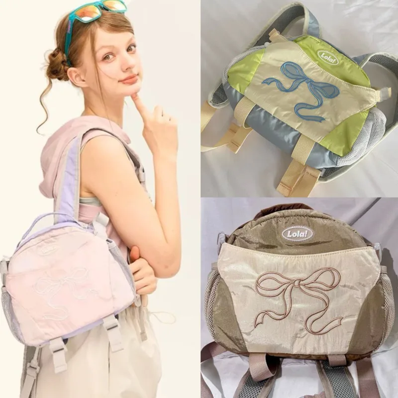 Bow Shaped Backpack Women 2024 New Sweet Lightweight Small Backpack With Zipper For Outdoor Travel Unisex Student Backpack Gift