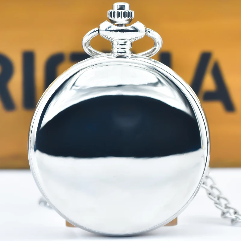 Классические модные Гладкие стальные полированные кварцевые карманные часы 37 см с цепочкой-брелком мужские Подвесные Подарки