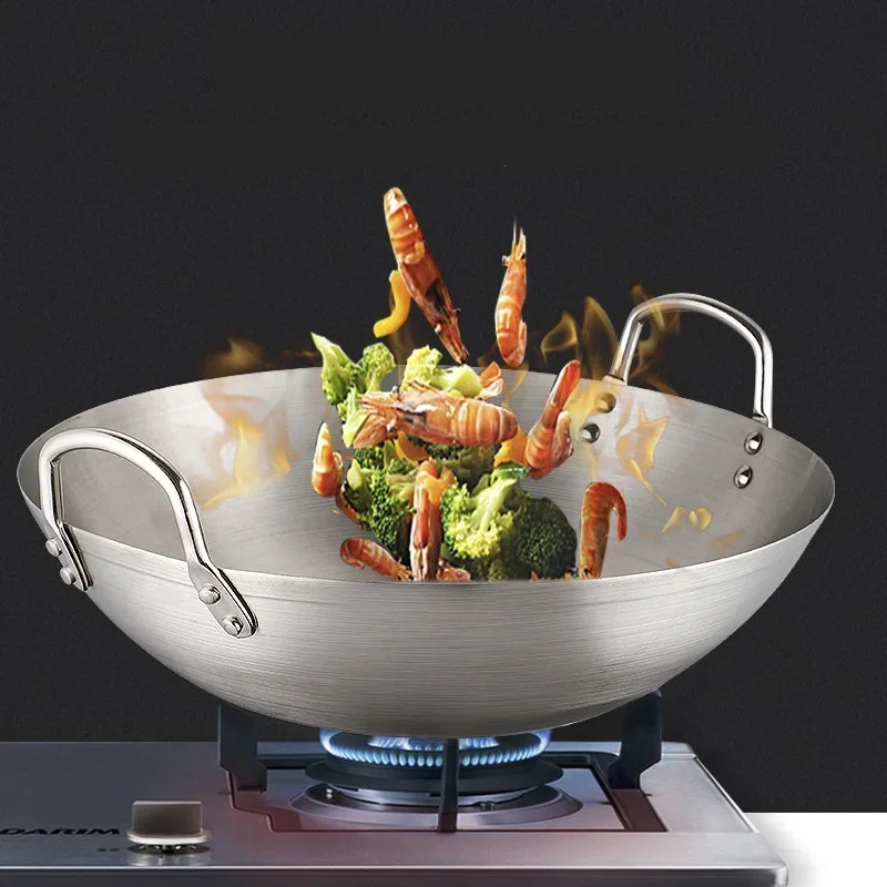 Stainless Steel Wok Pan Home Garden Non-stick Skillet Thicken Pan Gas Stoves Cooking Pot Cauldron Cast Iron For Kitchen