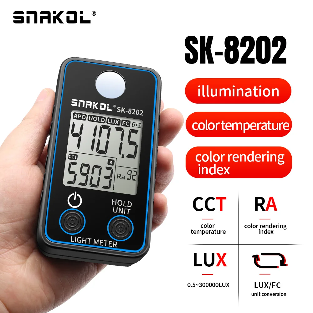 Light Meter Digital Illuminance Meter Handheld Lux Tester LCD 0.5-300,000 Lux/Fc Pocket Luxmeter Photometer Grow Plants image 2