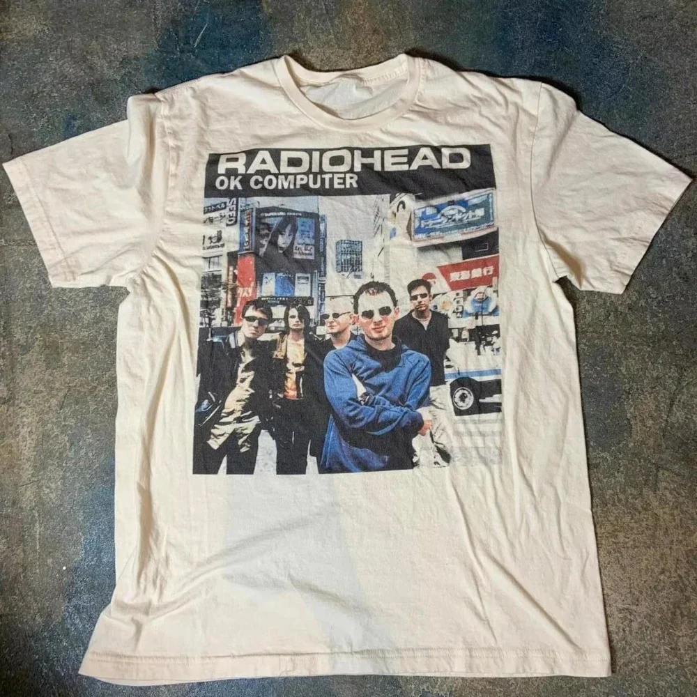 RADIOHEAD THE BENDS Vintage Grafik Bedrucktes T-Shirt für Männer und Frauen, Baumwolle, Locker Geschnitten, Lässiges Kurzarm-T-Shirt, Herren-T-Shirts, Herren-Oberteile – Detail 10