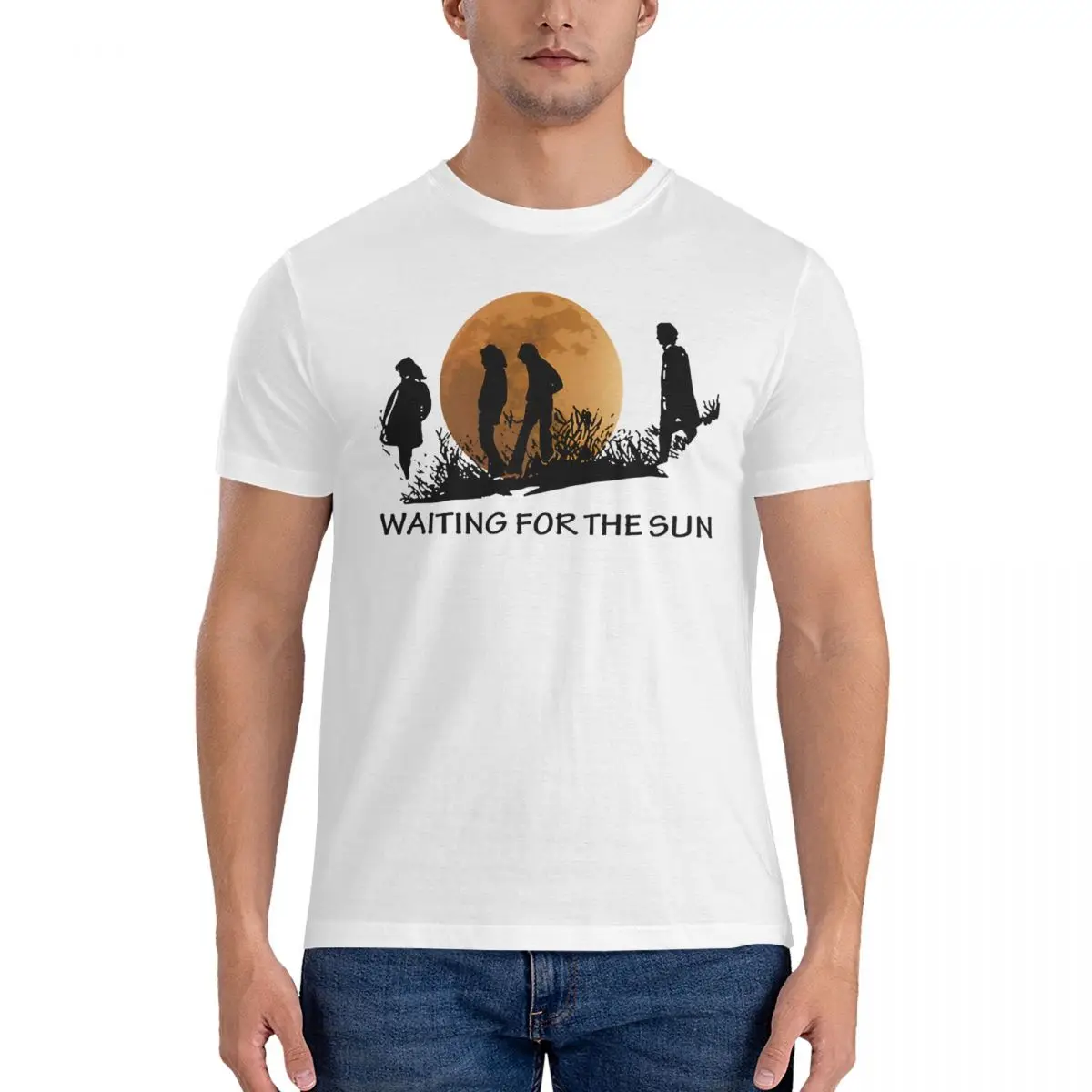 Waiting For Music Men T Shirt The Doorss Novelty Tees Short Sleeve Round Neck T-Shirts Pure Cotton Graphic Tops