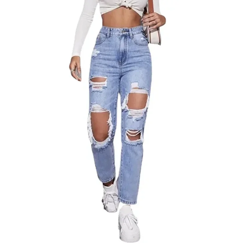 Jean taille haute en denim pour femme, pantalon évasé, streetwear long décontracté, coupe couvertes, jean baggy FjCapris, automne 2025