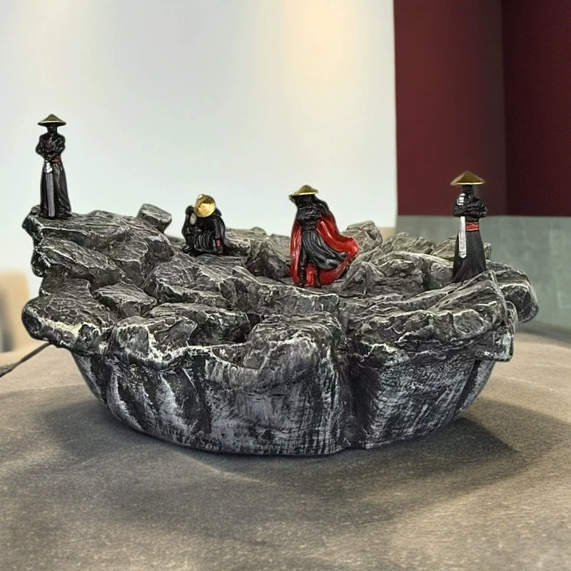 4 stks/set Hars Miniatuur Beeldjes Oude Aziatische Ninja Samurai Warrior Model, Cool Mini Sculptuur voor Auto Dashboard Decor Gift