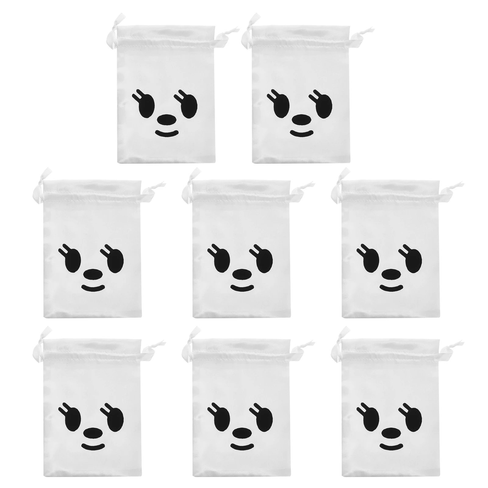 

8pcs White Drawstring Bags Gifts Storage Party Favor Halloween Candy Birthday Accessories Elegant Present Wrapping Small Items