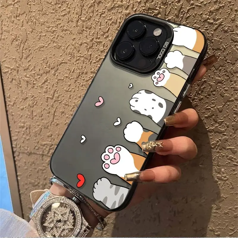 

Cat paw pattern phone case for iPhone 16 15 14 13 12 11 Pro/ Max/Plus shock-proof rear cover anti-fingerprint