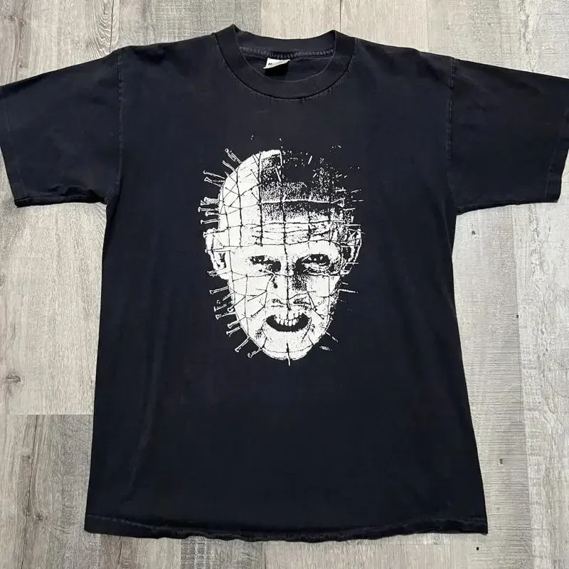 Camiseta de Clive Barker Hellraiser con estampado de Pin Head y Big Face, película de terror de los 90