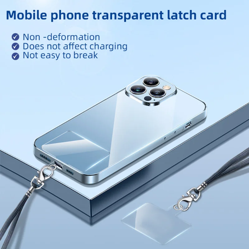 10/1Pcs Transparent Patch Clip for Mobile Lanyard Tab Hanger Anti Drop & Lost with Metal Ring Phone Case Strap Tether Tab Plate