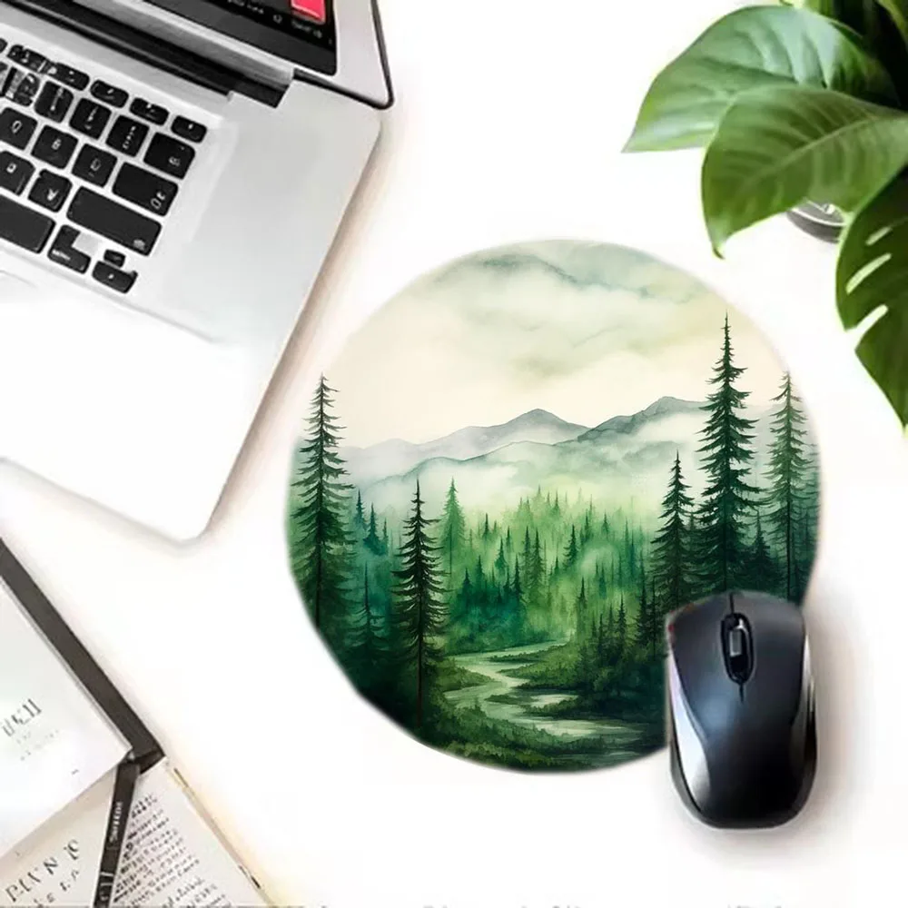 Small Round Leopard Print Mouse Pad Computer Laptop PC Desk Mat Natural Rubber Anti-slip 20X20cm Mousepad Office and Home Rug