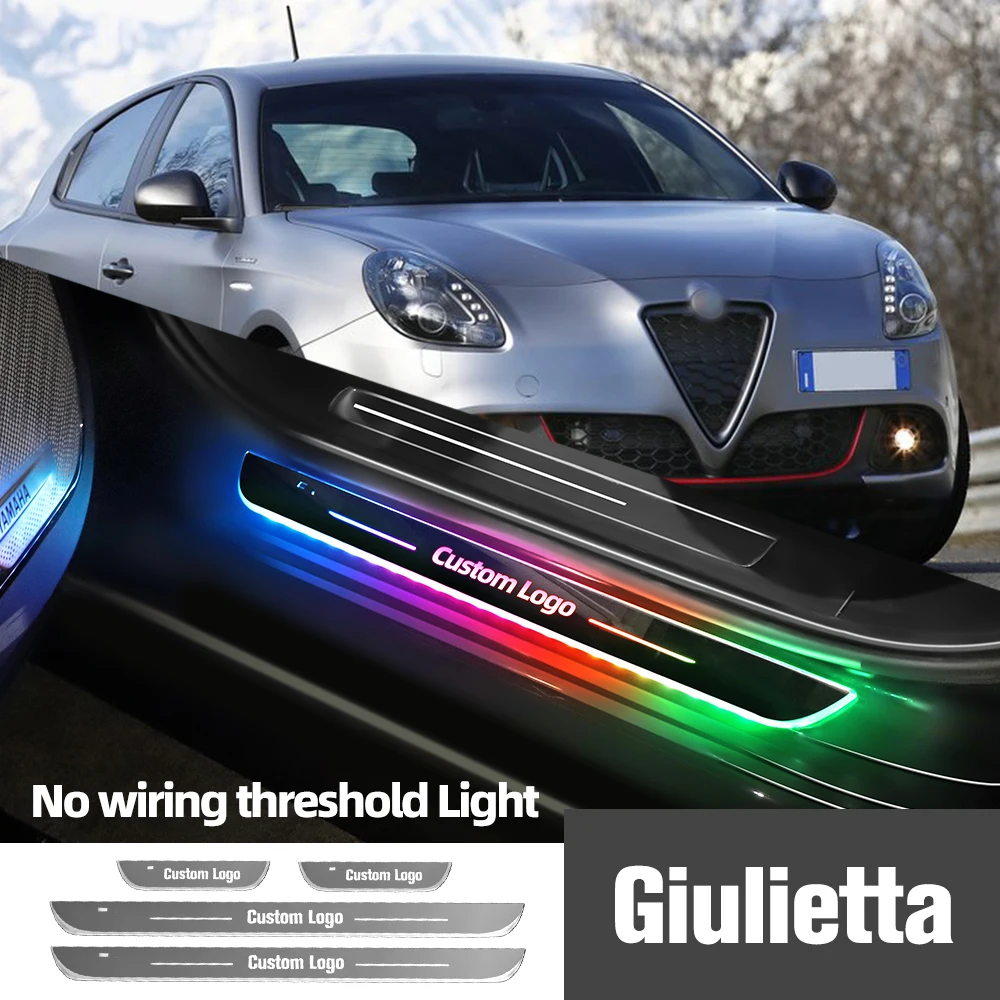 

Для Alfa Romeo Giulietta 2010-2020 2018 2019 Автомобильная фотосессия с индивидуальным логотипом подсветка порога двери Welcome Threshold аксессуары