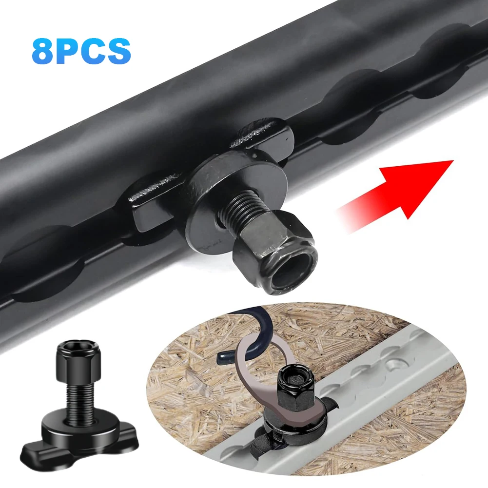 

8Pcs L-Track Double Lug Steel L Track Threaded Stud Bearing 6000 LBS Hook Tie Down Rope Anchor Point for Truck Bed Pickup RV ATV