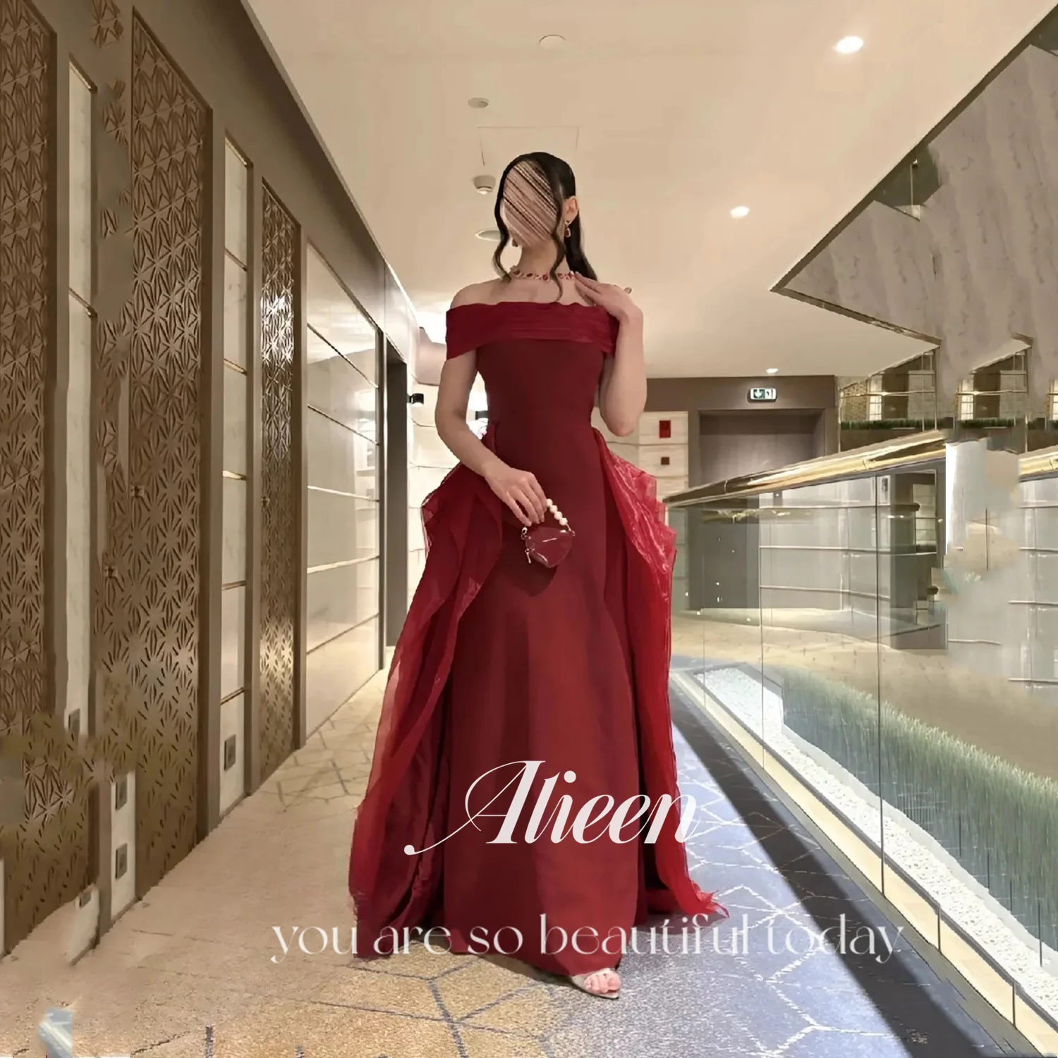 

Aileen فساتين سهرة Luxurious Women's Evening Dresses for Special Occasions Vestidos De Festa Customized Deep Red Prom Dress Gala