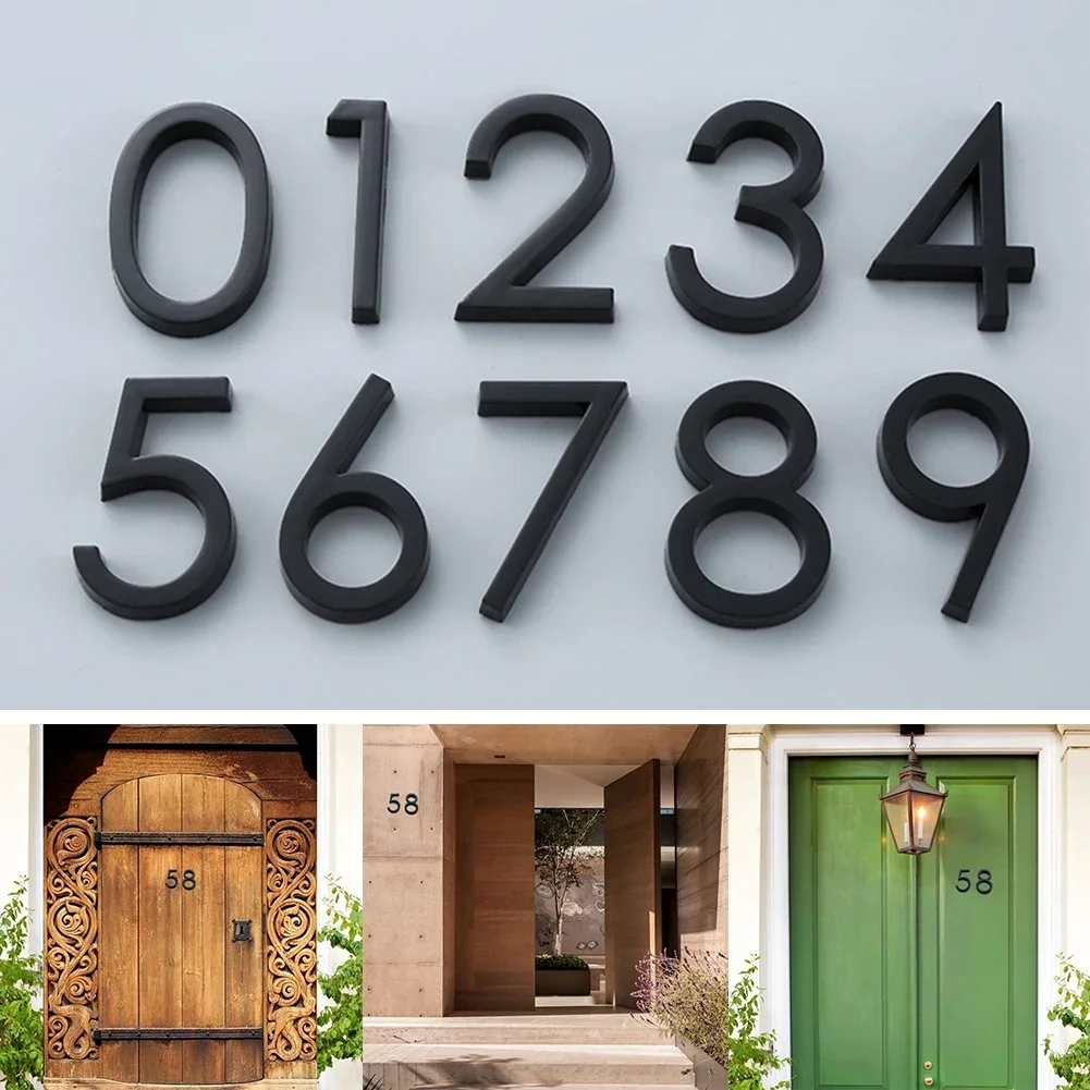 Adhesive Glossy 3D House Number Sticker Door Plate Sign Outdoor Mailbox Apartment Hotel Room Address Number Modern HomeDecor