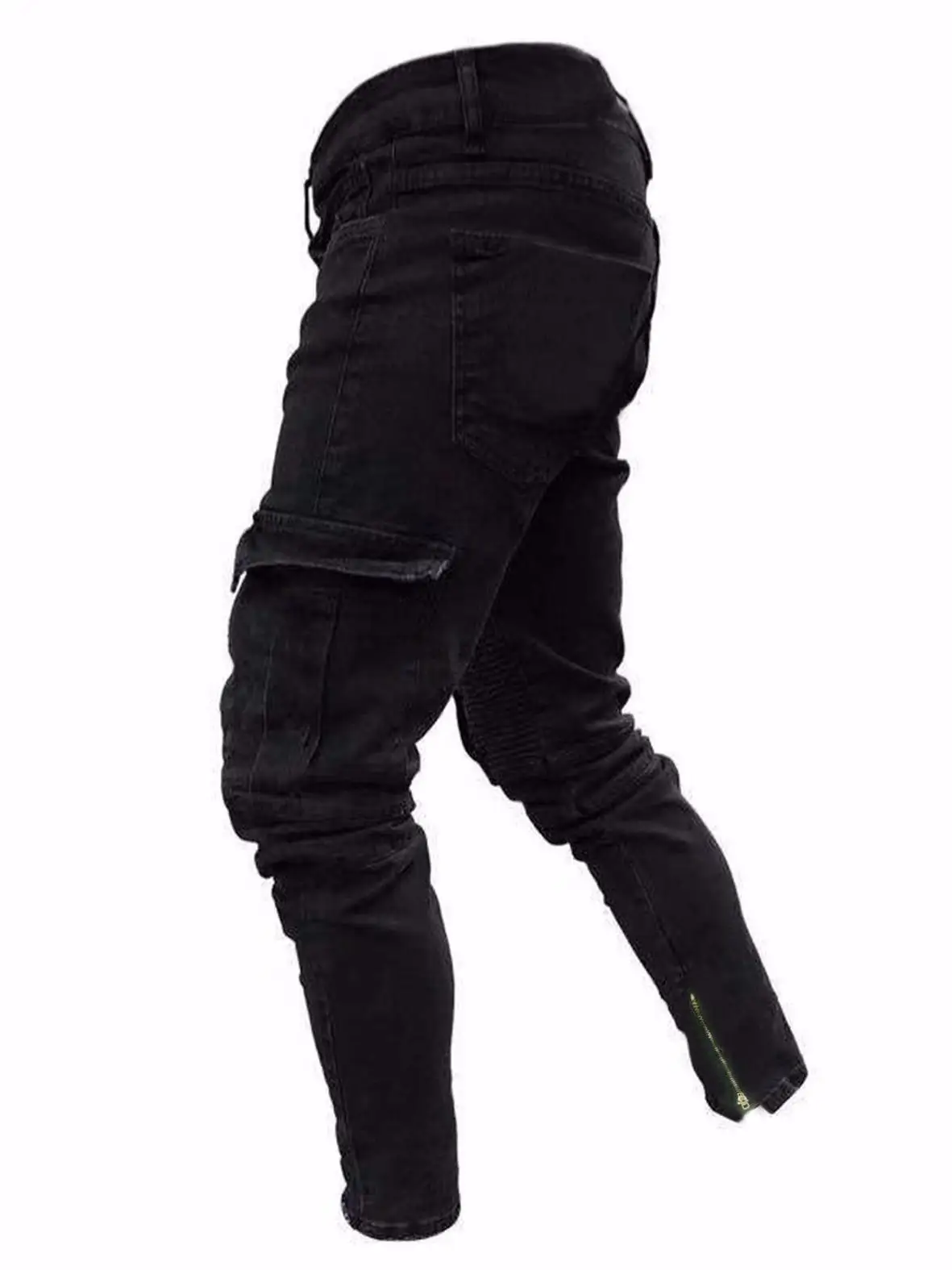 

Men's Elastic Denim Jeans Trendy Knee-Breaking Zipper Casual Cotton Stretchy Mid-Waist Cleanfit Style Comfortable Fit