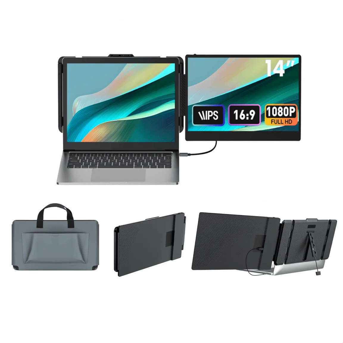 S1 Laptop Screen Extender 14'' FHD 1080P IPS Ultra-thin Dual Monitor Display Portable Monitor for Laptop