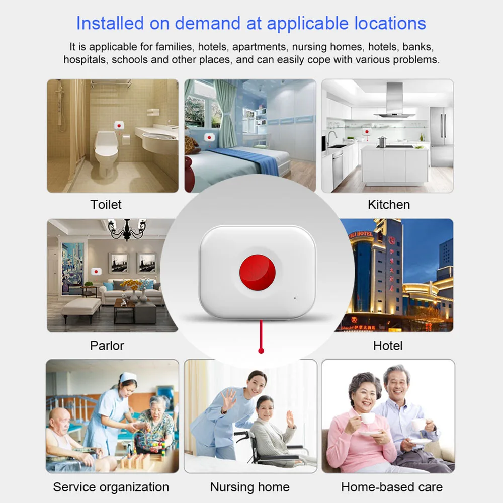 Wolf Guard WiFi Tuya SOS-knop Gezondheidswaarschuwingssystemen Persoonlijk alarm Beveiliging Waterdicht met trekkoord voor gehandicapten ouder kind