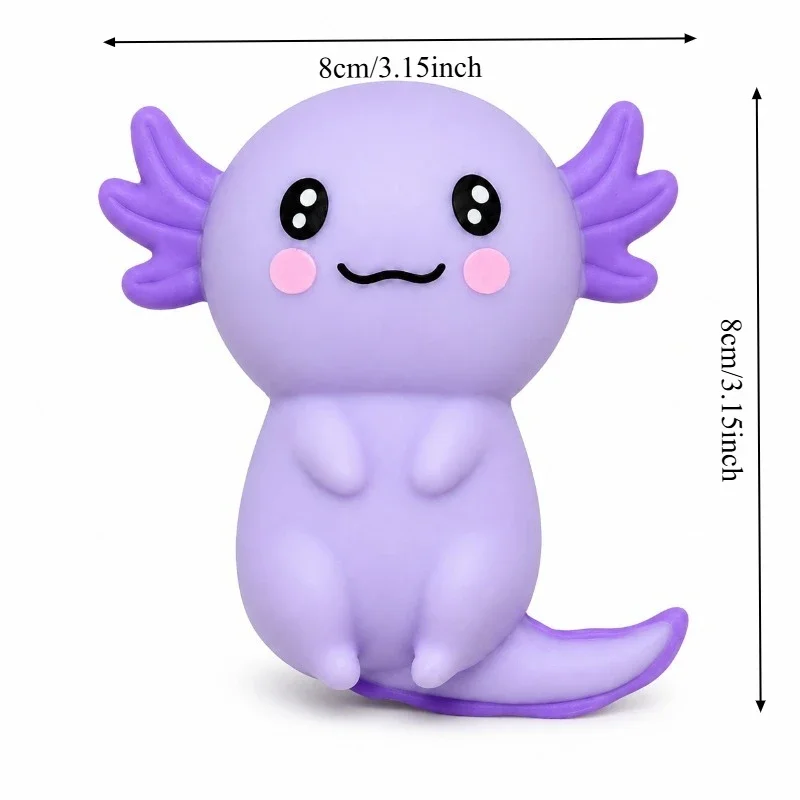 Crunchy Squishy Axolotl Squeeze Fidget Toy Internal Block Fill for Crispy Click Sounds Tactile Toy for Stress & Anxiety Relief