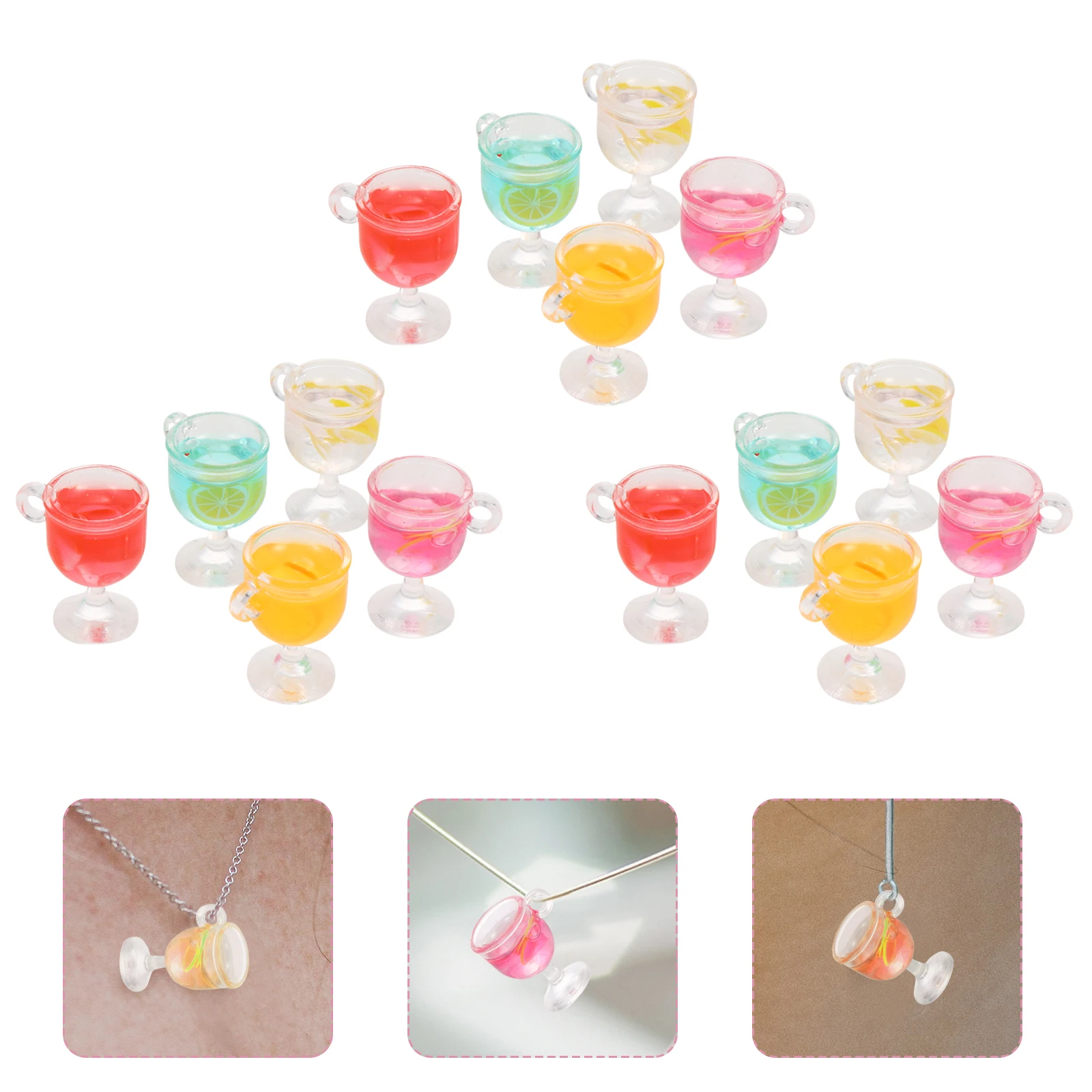 

10PCS Simulated Juice Keychain Mini Resin Goblet Pendant Jewelry Charms Accessories for Necklaces Earrings Anklets