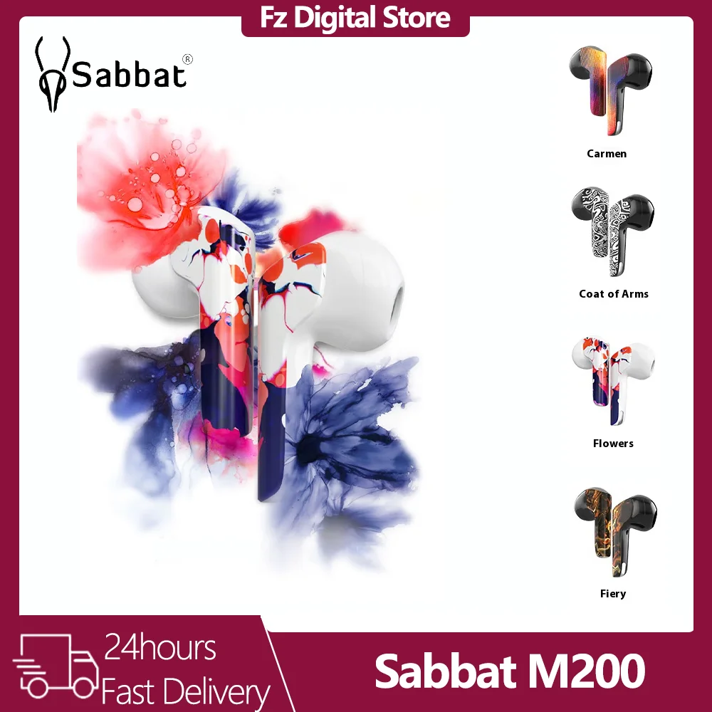 Sabbat 100%Original M200 Wireless Bluetooth earphones for sports, running, semi in ear, low latency, gaming Tune