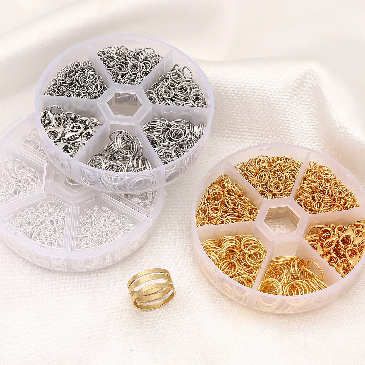 6-Compartment Jewelry Findings Kit (Open Jump/Split Rings, Lobster Clasps) - DIY Necklace Bracelet Making Supplies Bulk