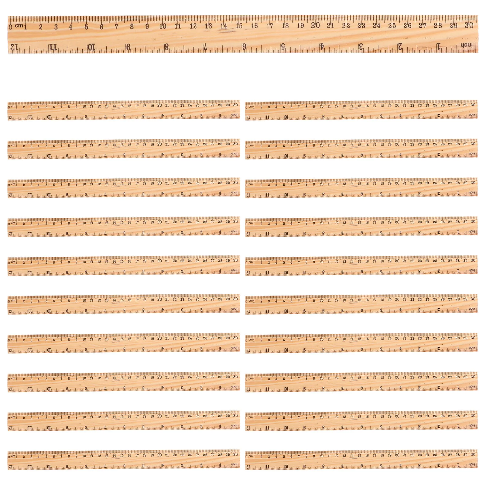 20-個の木製定規ポータブルストレート定規グラフィックカッティング絵画学生用品エンジニアリング定規付き