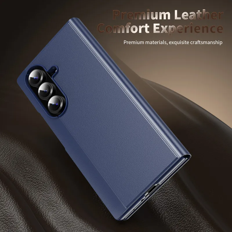 

For Samsung Galaxy Z Fold 7 6 5 4 Case Flip Stand Premium PU Leather Smart Side Window Phone Cover