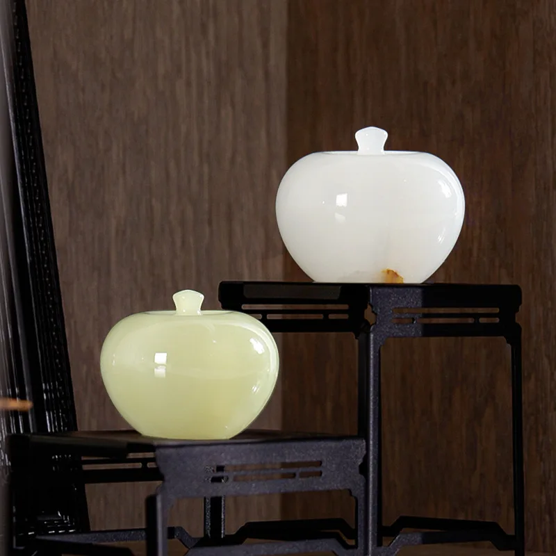 

Modern Luxury Natural Onyx Apple Shaped Design Ornament Model Room Home Desktop Fruit Jade High-end Decoration