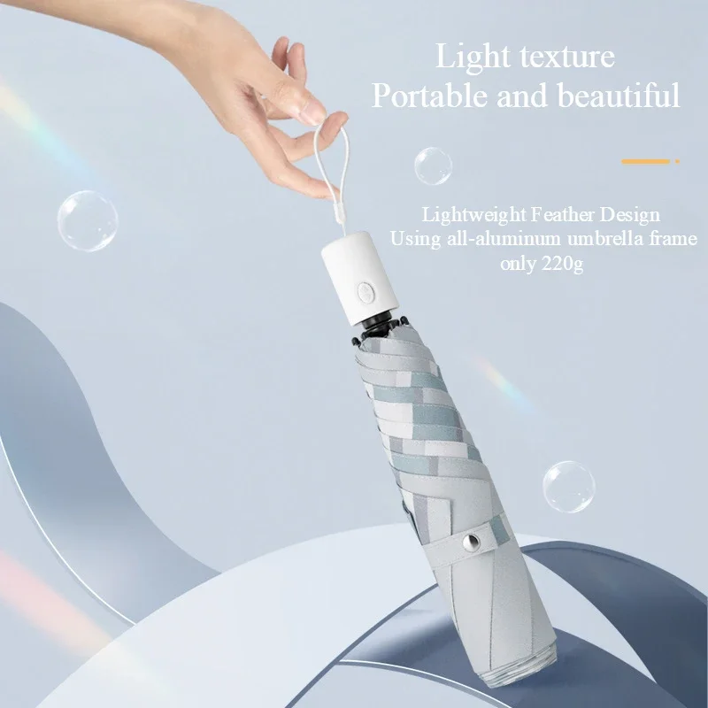 Automatic Umbrella Ladies Sunscreen UV Protection Parasol Three Folding Sunshine and Rain Umbrella Portable Japanese Style