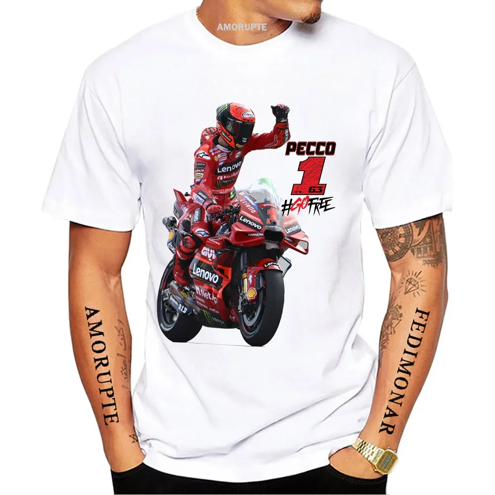 Number 1 Pecco Bagnaia GP 2023 New Riding T-Shirt Hip Hop Boy Rider Casual T shirt Man Motorcycle Sport Racing White Tees