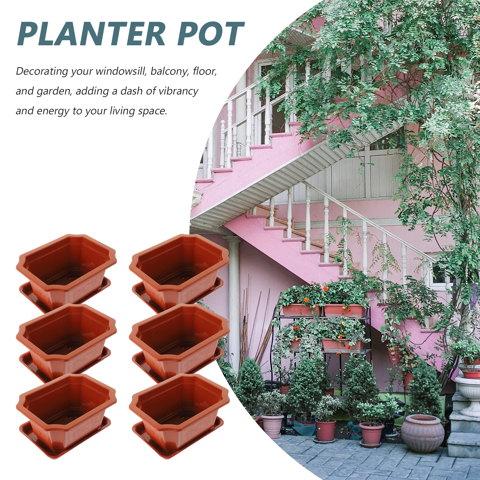 

6 set Green Plant Pots Plastic Succulent Planters For Small Plants Garden Decor Indoor Outdoor Durable Flower Pot With Saucer