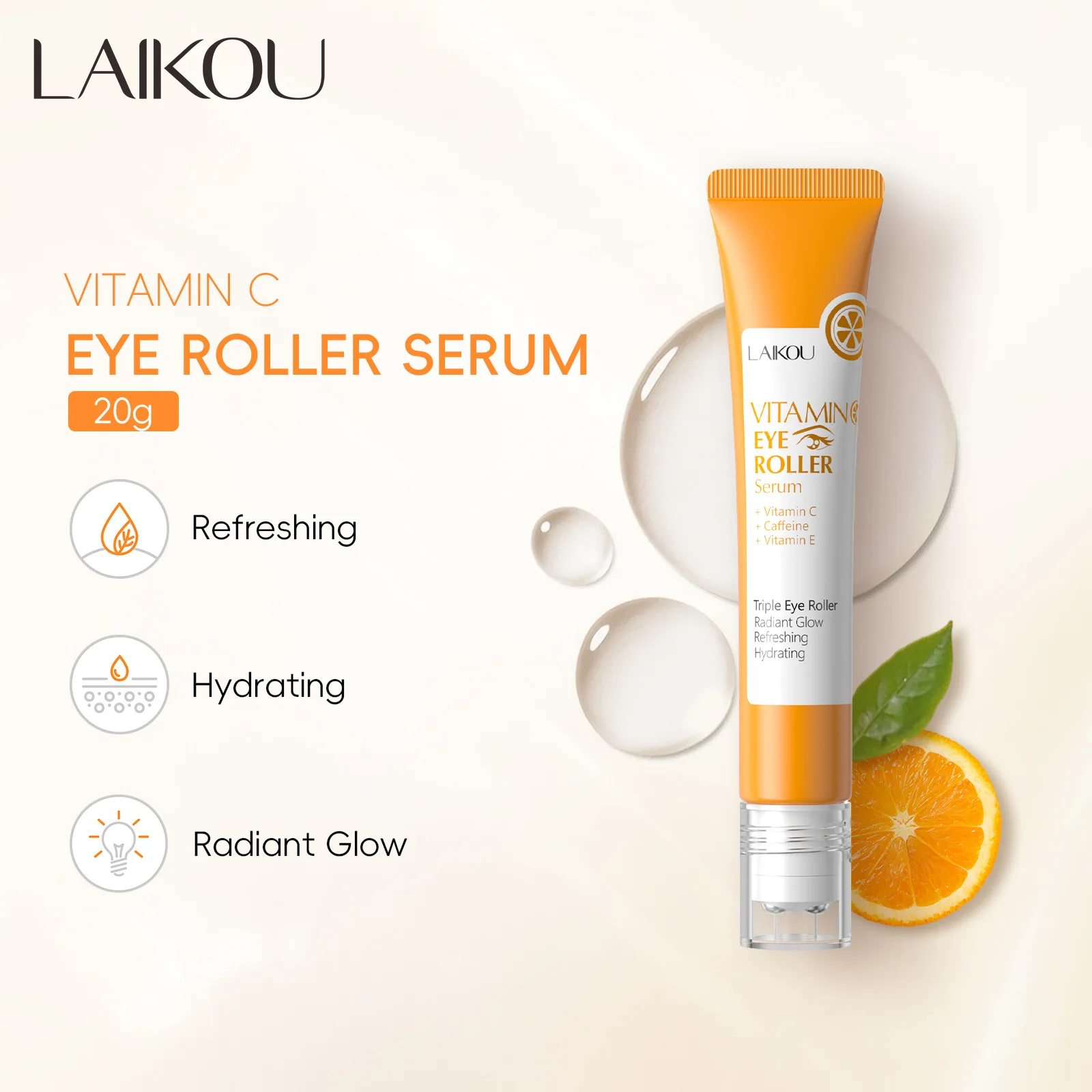 

LAIKOU Vitamin C Eye Serum Roller 20ml - Hydrating Eye Contour Care for Daily Moisturizing Nourishing & Refreshing Eye Treatment