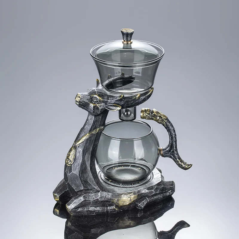 

Deer Glass Tea Maker Semiautomatic Magnetic Suction Water Lazy Kung Fu Tea Set