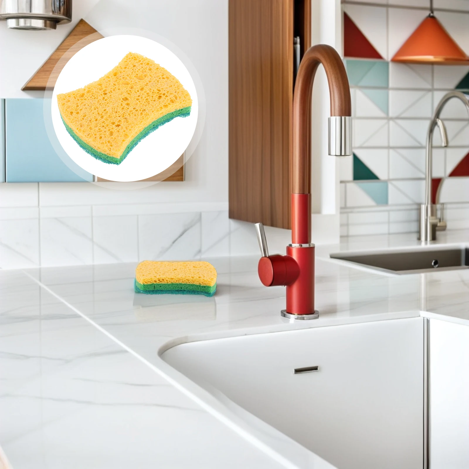 

12Pcs Dual Sided Kitchen Sponges 3 Layer Cellulose Dish Scrubber Reusable Non Scratch Cleaning Tools for Dishes Pots Pans