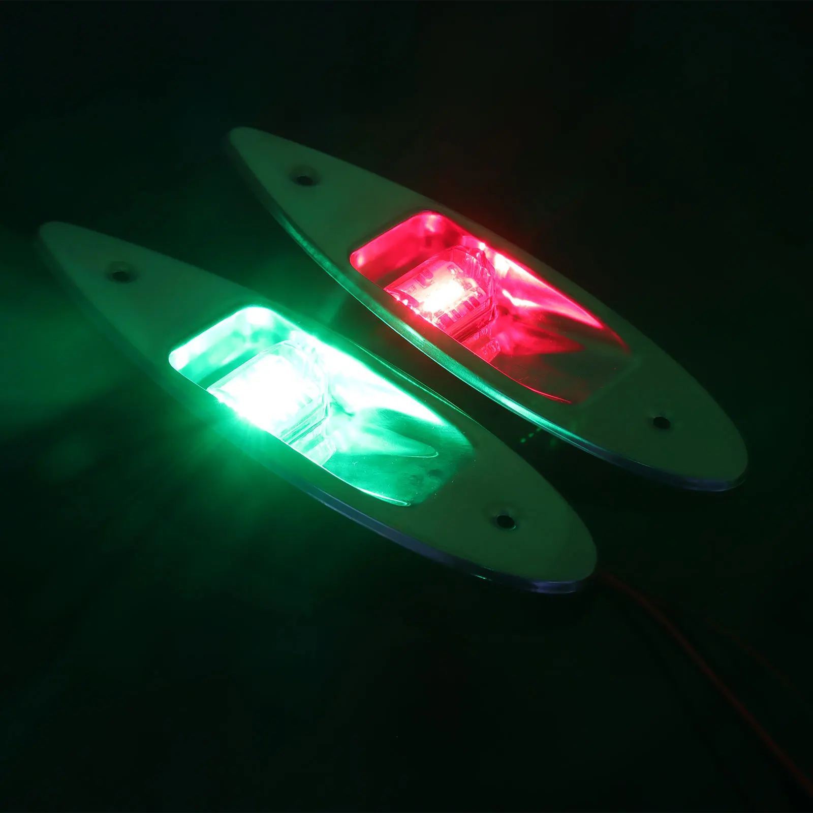 2Pcs 12V Universal Marine Navigation Lights Boat LED Light Red Green Sailing Signal Light Stainless Steel Marine Side Light Lamp