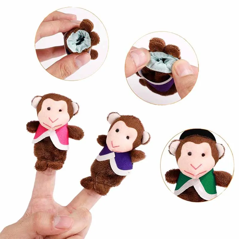 ชุดหุ่นนิ้วมือเด็ก ตุ๊กตาผ้ากำมะหยี่ การ์ตูนสัตว์ ครอบครัว หุ่นมือ ละครผ้า ของเล่นเสริมพัฒนาการสำหรับเด็ก TMZ