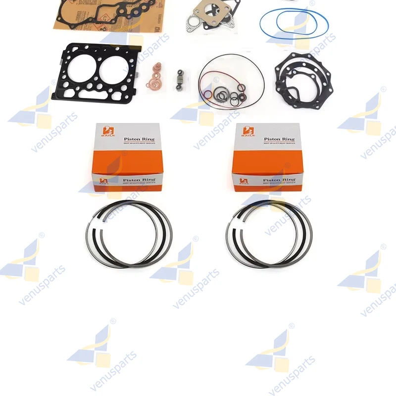 For Kubota Z402 Piston Ring + Full Head Gasket Set Kit 64*2HK+1.5+3 Engine Overhaul Rebuild Kit