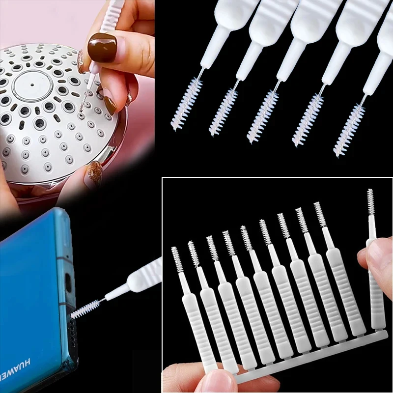 10-80pcs Shower Head Cleaning Brush Anti Clogging Micro Nylon Brush Mobile Phone Small Hole Cleaning Tool  Keyboard Gap Cleaner